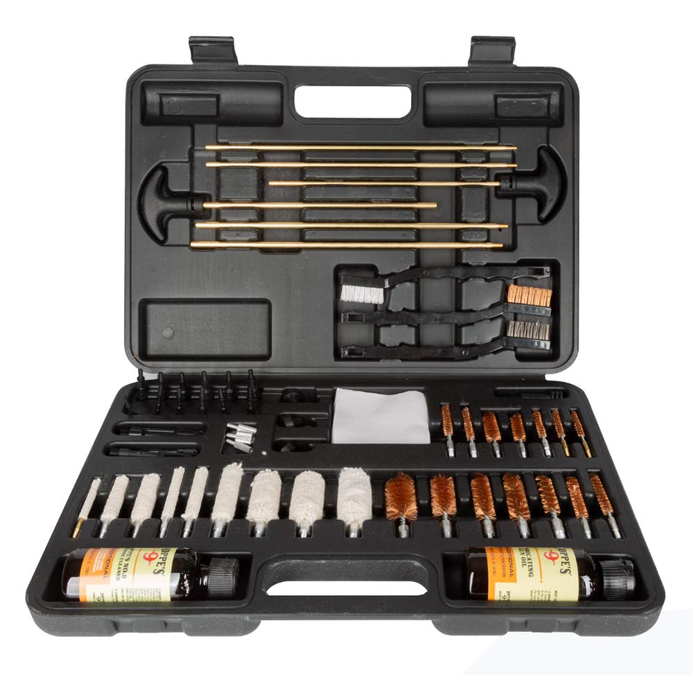 Hoppe's Deluxe Gun Cleaning Kit - 62 Piece Universal Cleaning Kit for Pistols, Rifles, & Shotguns, Includes Oil, Brushes, Rods and More