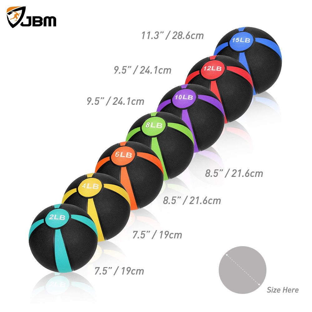 JBM Medicine Ball Slam Ball 2lbs 4lbs 6lbs 8lbs 10lbs 12lbs 15lbs Workouts/Exercise Strength Training Cardio Exercise Plyometric & Core Training Squats, Lunges (Blue - 2LB, Medicine Balls)