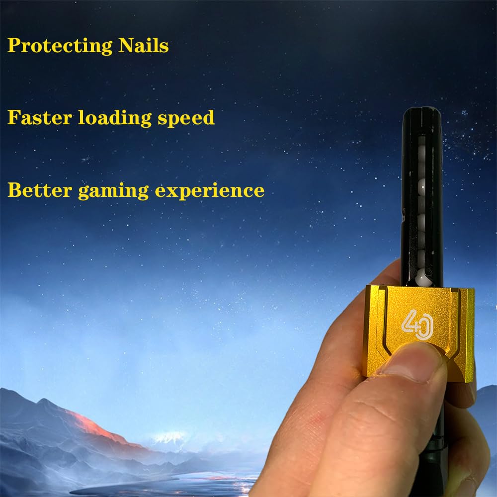40MAX Airsoft Speed Loader for Airsoft Pistol Magazines AEG and GBB，Quick Loading to Protect Nails，Latest Version, Alloy Material (Golden)