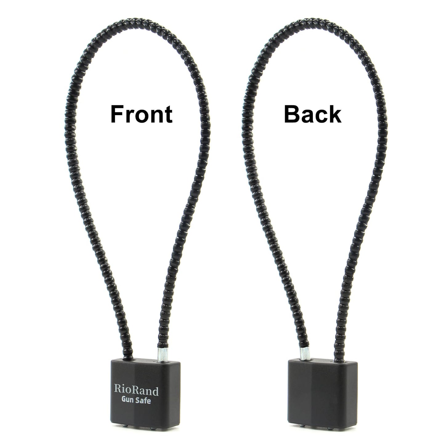 RioRand Keyed Alike Cable Gun Lock 8.5" & 15", Safety Lock Compatible with Pistols, Rifles & Shotguns for Home & Firearm Storage (Jet, 15 Inch, 8.5"/15" Cable Gun Lock Family)