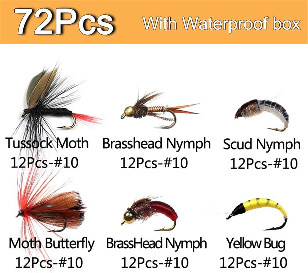 Fly Fishing Flies Kit - Assorted Dry/Wet Flies for Trout & Bass | 33/48/72/100/114/148pcs