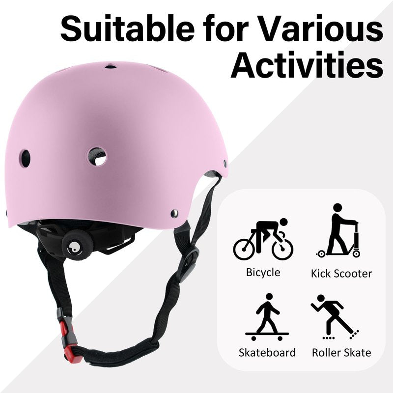 OUWOR Adult Skateboard Bike Helmet for Men and Women, Lightweight Adjustable, Multi-Sport for Bicycle Skate (Pink, Large)