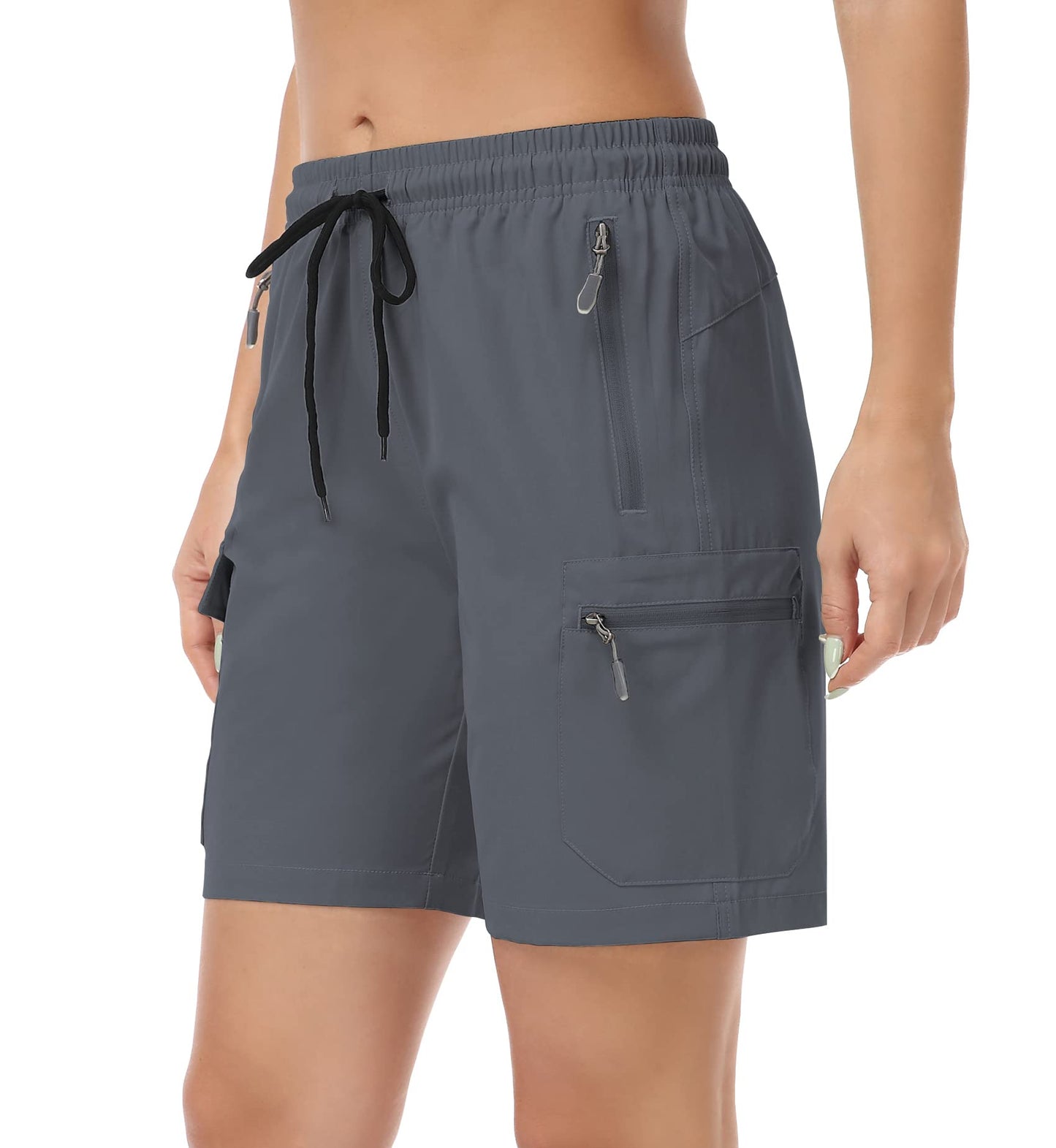 GymBrave Women's Hiking Shorts Quick Dry Lightweight Cargo Shorts for Outdoor Athletic Travel with Pockets Gray M