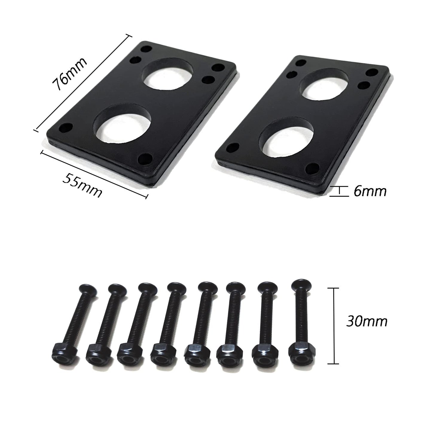 LOOEEL 70mm Longboard Wheels 80A Contains ABEC-9 Bearings and Spacers,Skateboard Riser Pads,Skateboard Hardware Screws Bolts,fit for Your Longboard Skateboards.-Transparent Frosted