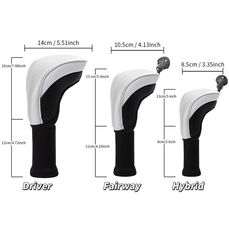 Wood Headcover Golf Club Covers -Driver Headcovers Nylon Head Covers, Designed to Fit All Woods - Golf Accessories,Suitable for Both Men and Women