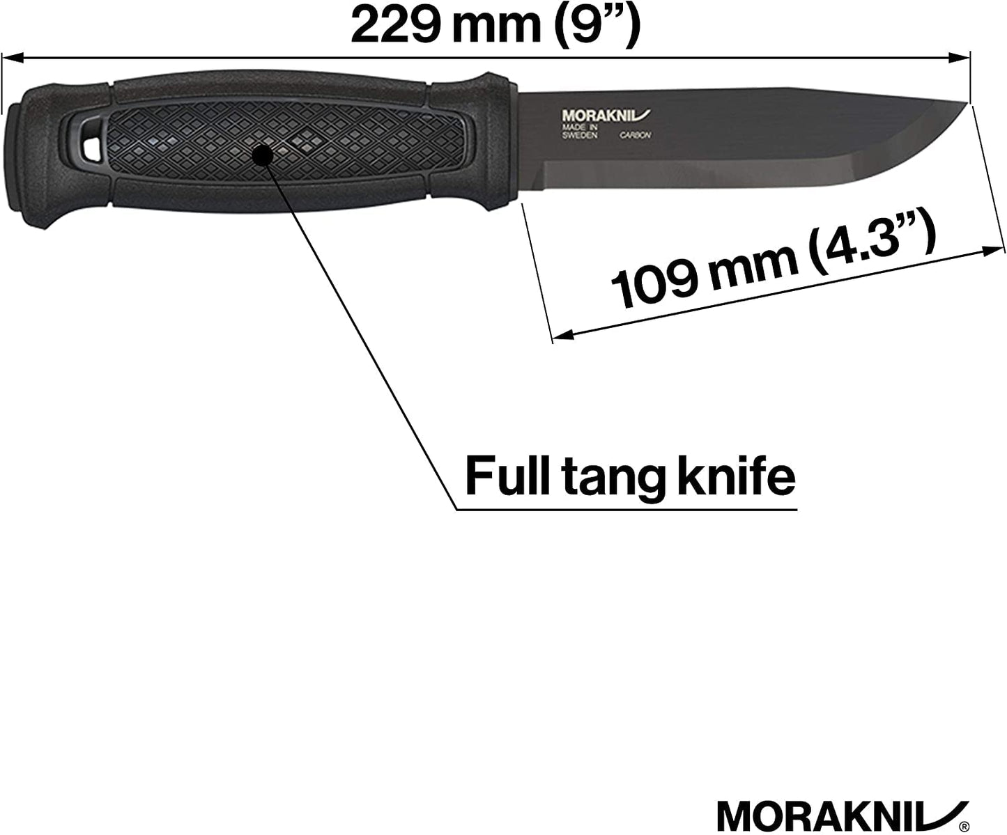 Morakniv Garberg Full Tang Fixed Blade Knife with Carbon Steel Blade, 4.3-Inch, MOLLE Multi Mount System, Black