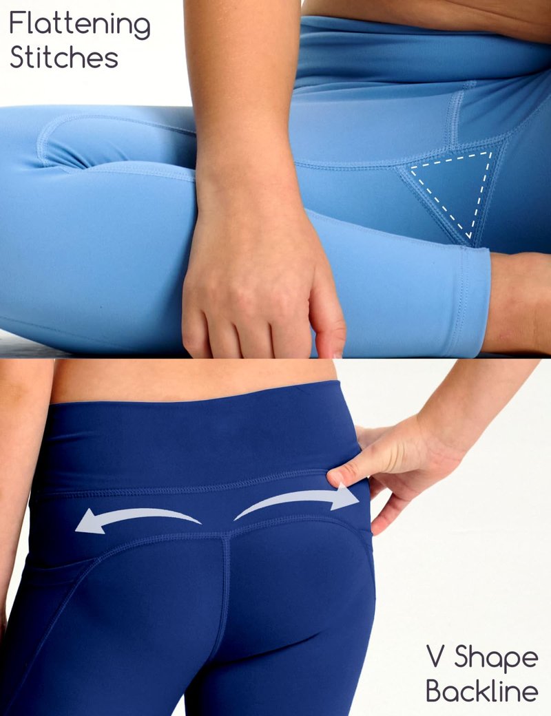 5 Pack Girls' Athletic Leggings with Pockets, Ankle Length Yoga Pants for School Kids Outfits Clothes
