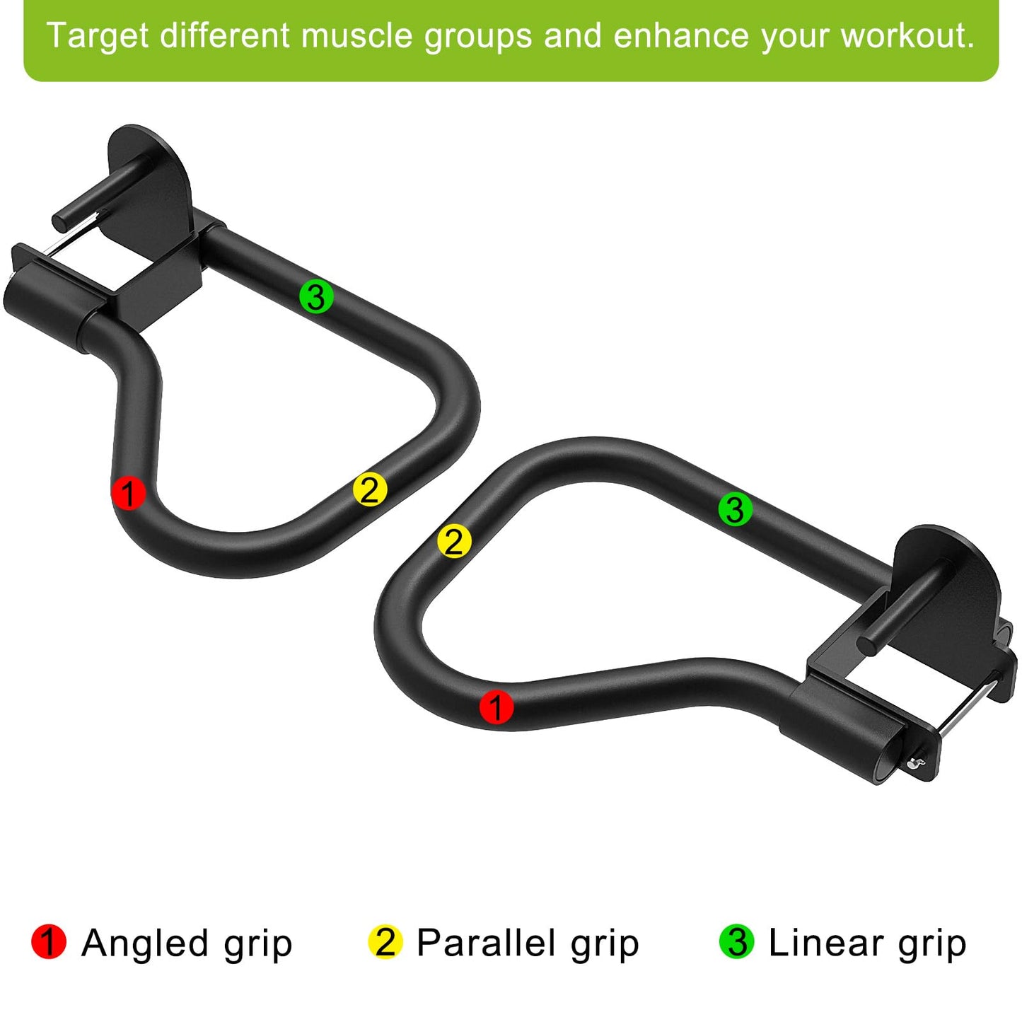 SELEWARE Dip Bar Attachment for 3" x 3" with 1" or 5/8" Hole Power Cage Squat Rack, Set of 2 Heavy Duty Steel Dip Handles with Safety Pin, Multi Grip Positions for Home Gym Strength Training