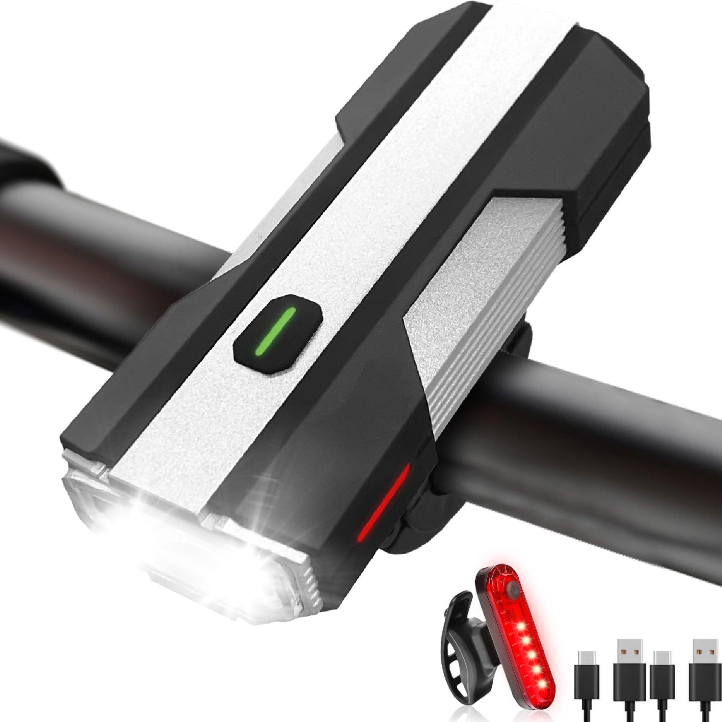 Voph Bike Lights, 6+4 Modes Rechargeable Type-C Bike Light for Night Riding, Anti-Dazzle High Lumen LED Bike Lights Front and Rear, Bicycle Light Set Front and Back for Kids, Cycling, Biking, Road