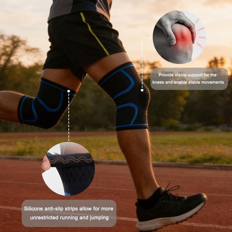 ZXCFBEA 2-Pack Compression Knee Brace for Women & Men - Knee Support Sleeve for Running, Weightlifting, Meniscus Tear, Arthritis Pain Relief, Breathable Anti-Slip Sports Knee Sleeves (Black)