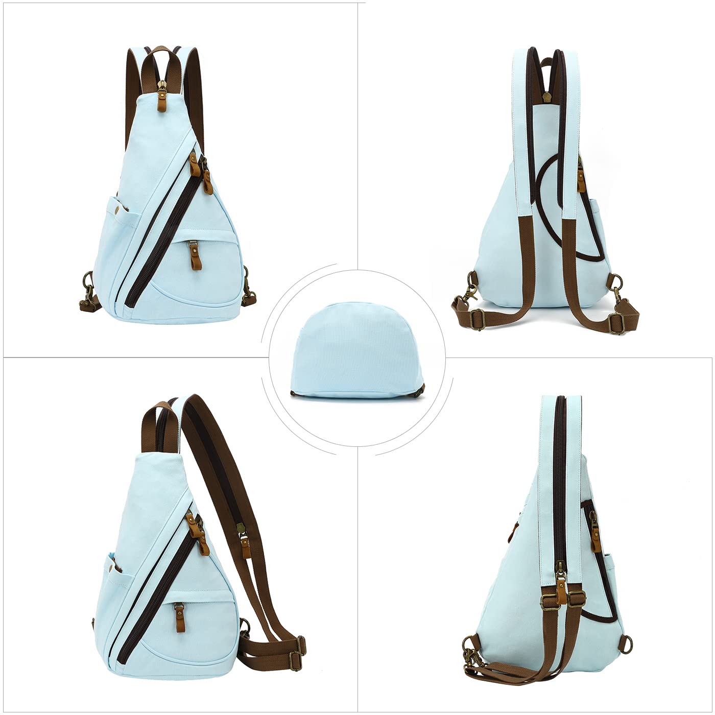 KL928 Canvas Sling Bag - Small Crossbody Backpack Shoulder Casual Daypack Rucksack for Men Women