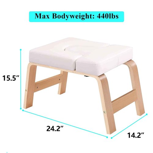 C-CHAIN Balanced Yoga Headstand Bench - Ideal for Workout, Fitness and Gym, for Both Beginner and Experience Yogis - Wood and PU Pads - Relieve Fatigue and Build Up Body (White)