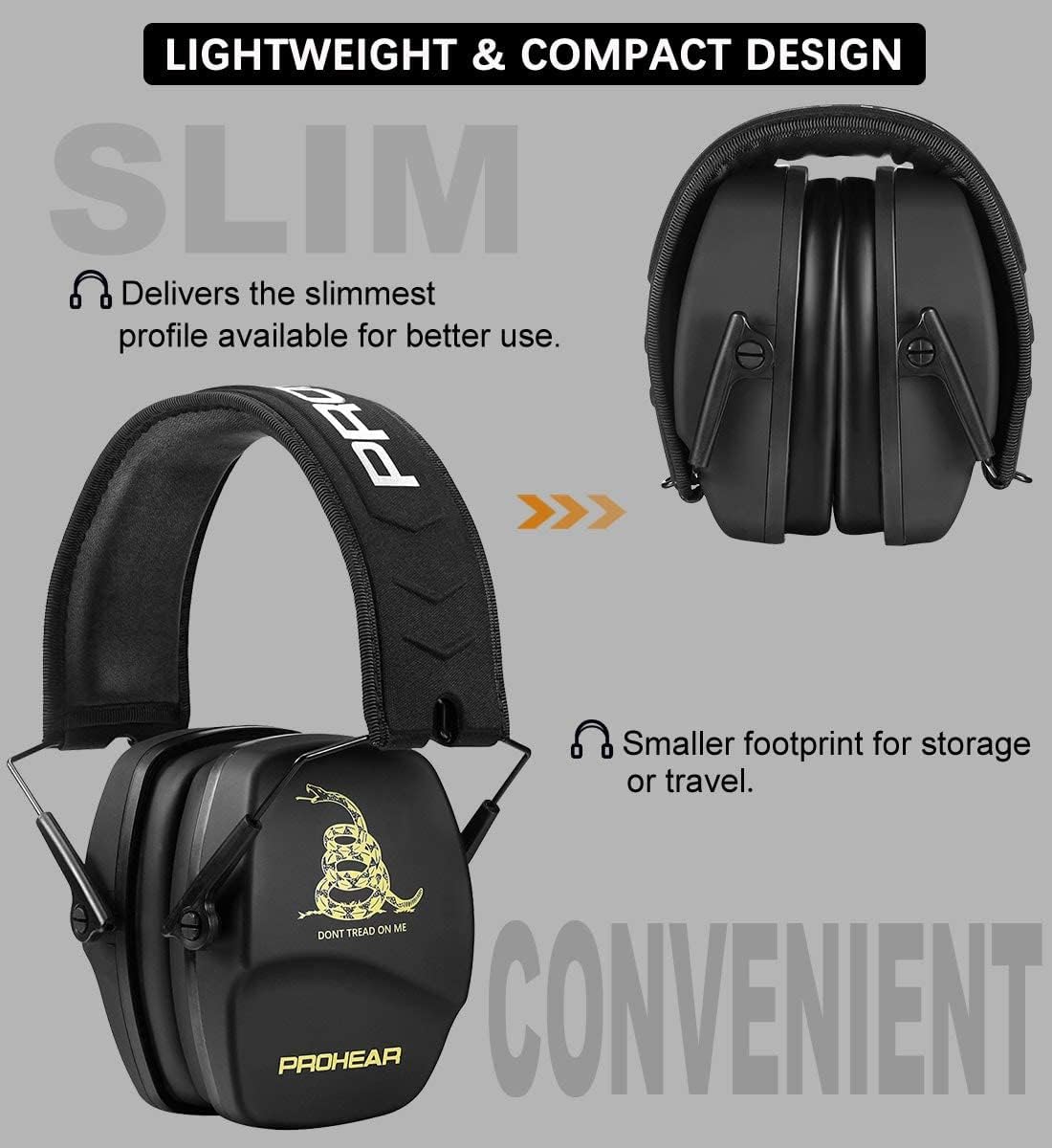 PROHEAR Ear Protection Earmuffs - Slim Design for Shooting & Noise Reduction