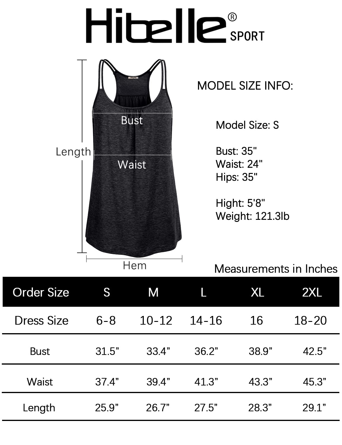 Hibelle Tank Top with Built in Bra, Active Yoga Workouts Clothes Activewear Tops for Women Racerback Padded Sports Bra Casual Fitness Workout Running Travel Shirts Red Large