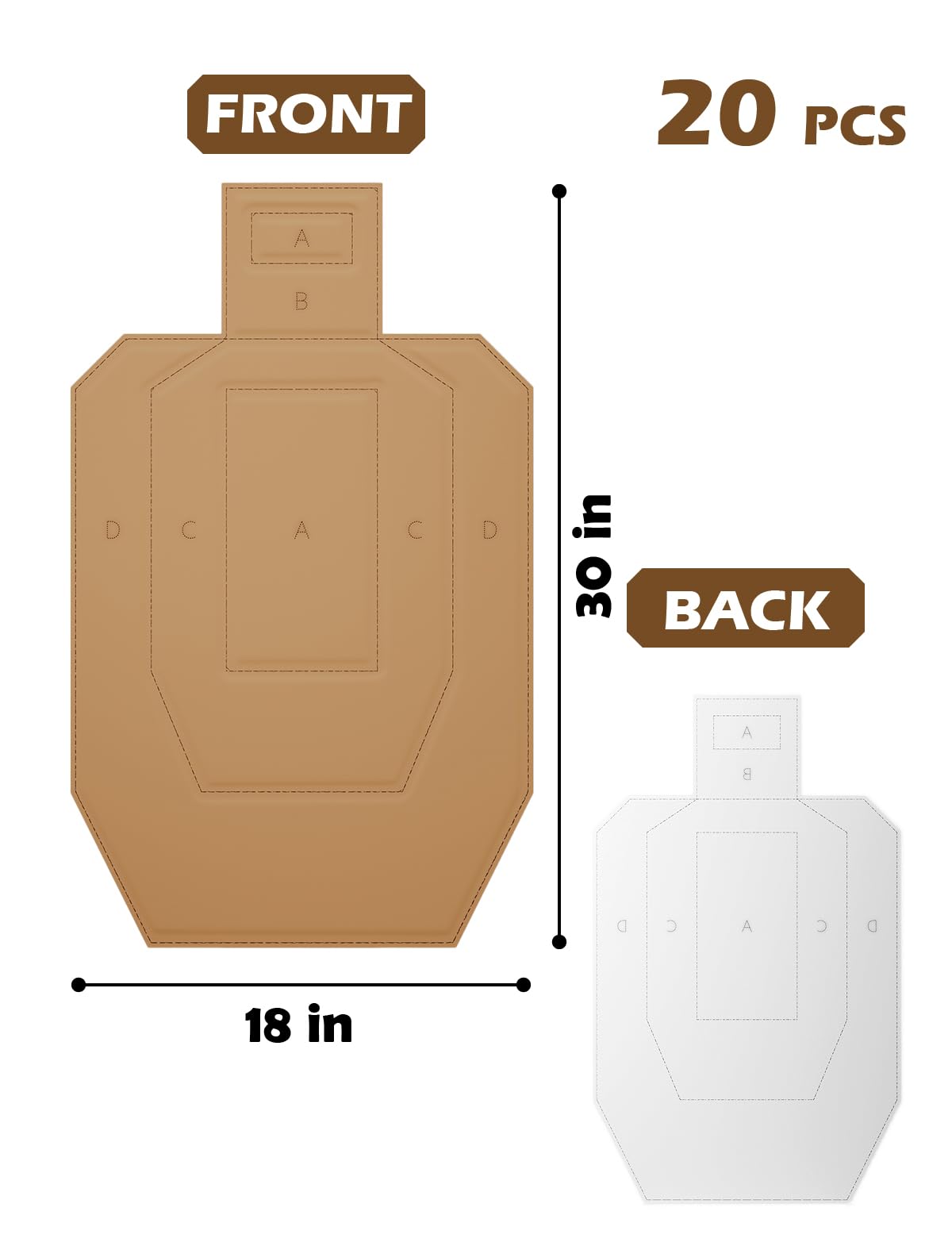 LAKINGO Cardboard Targets for Shooting, 30x18in Classic Silhouette Target with 1000 Pcs Square Target Pasters, Tactical Training