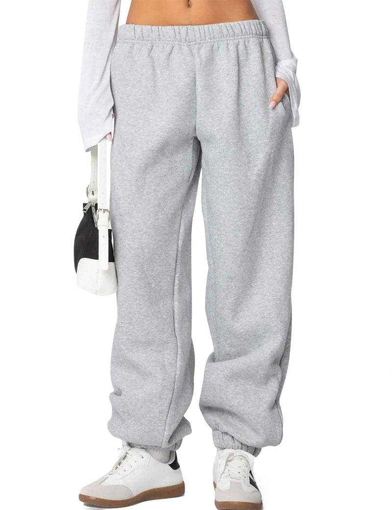FACDIBY Women's Fleece Lined Sweatpants High Waist Drawstring Sweat Pants Baggy Athletic Pants with Pockets,Black M