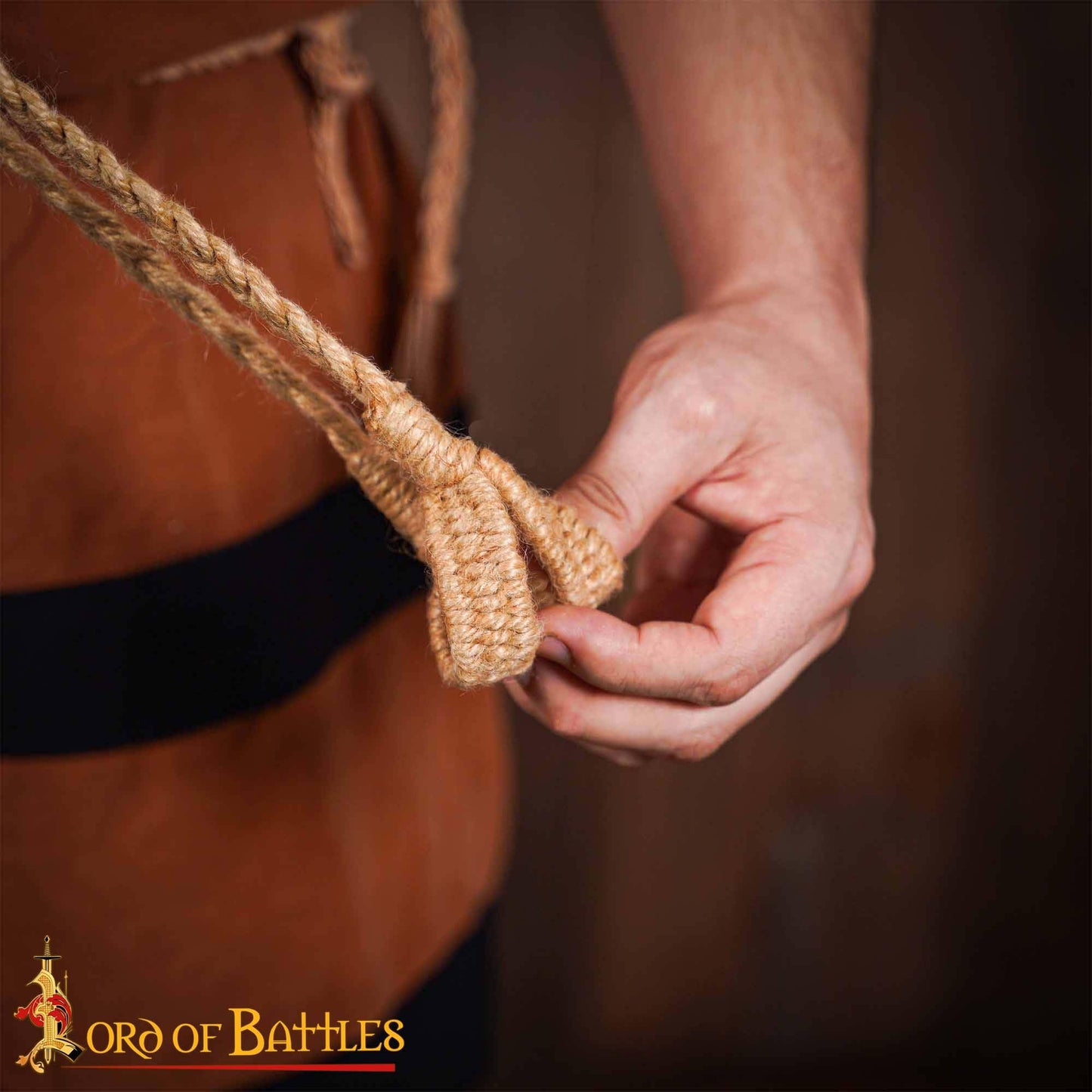 Lord of Battles Balearic Roman Greek Sling Handcrafted Braided Cords Throwing Slingshot for Historical Reenactments (Jute Sling)