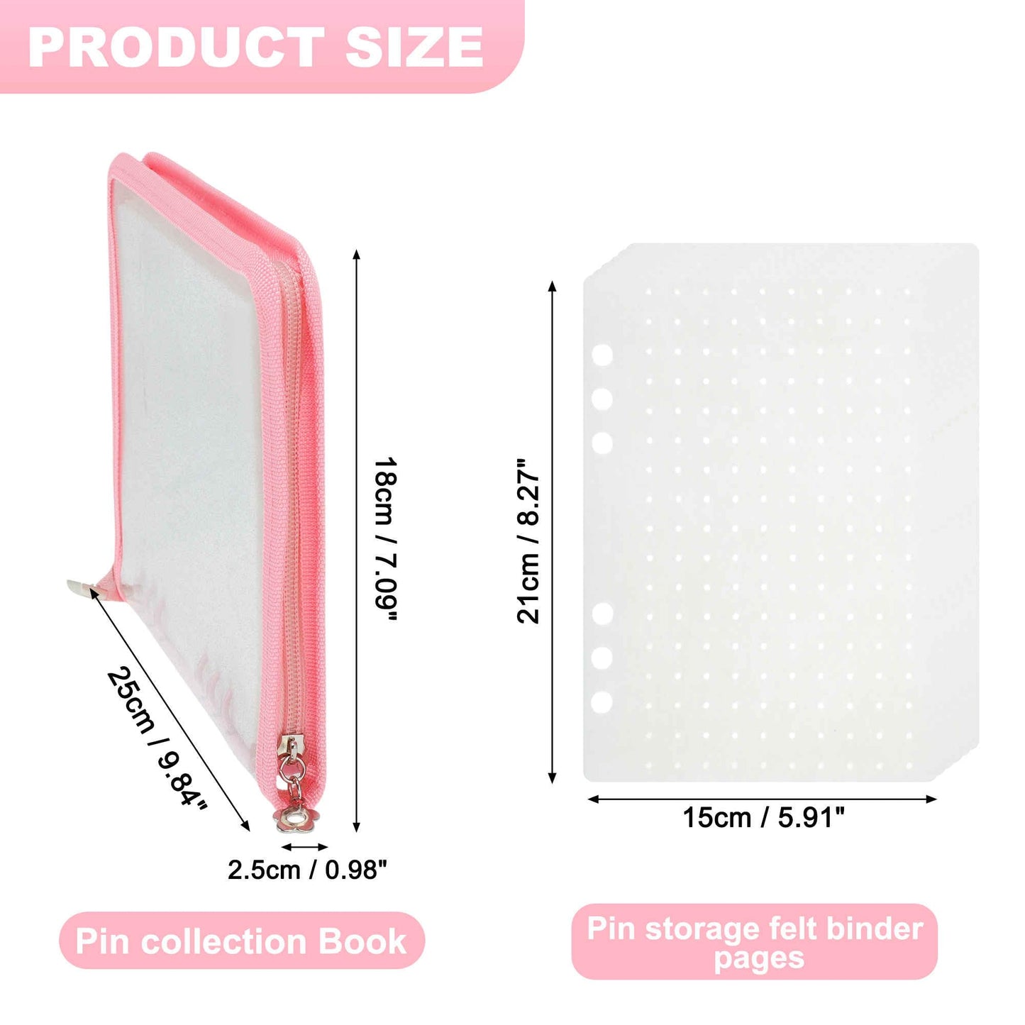 CAPASTEC Portable Pin Book Collections Travel Pin Trading Display Book Pink Pin Case