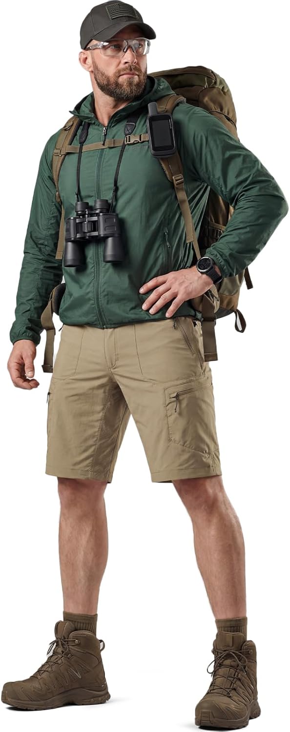 Men's Quick Dry Hiking Cargo Shorts - Lightweight Water-Resistant Tactical Design | Multiple Pockets for Outdoor Activities