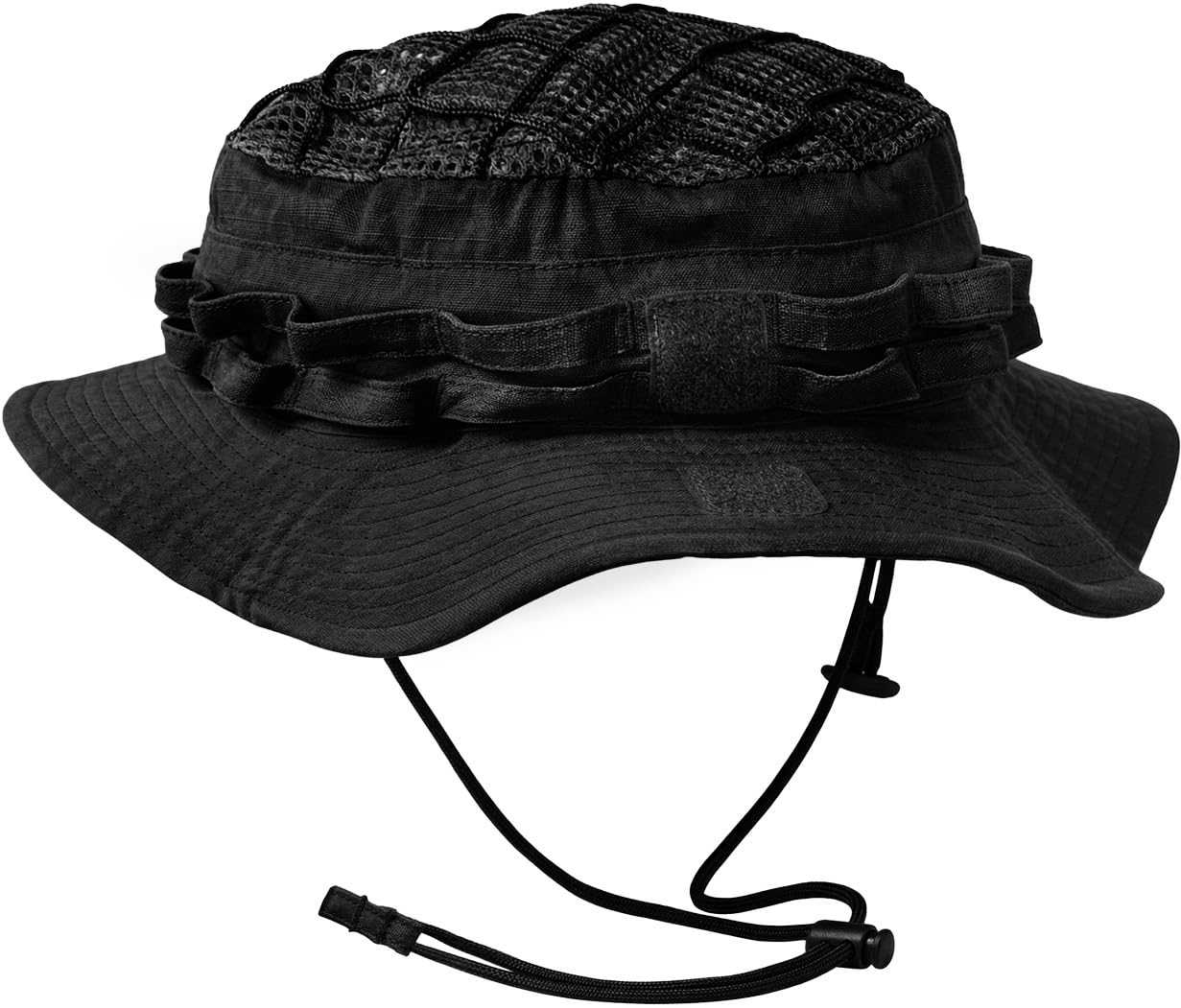 CQR Men's Tactical Boonie Hat, Breathable Packable Sun Hat for Hunting, Hiking, Fishing, Shooting, and Outdoor Activities, Sentinel Black, Small-Medium
