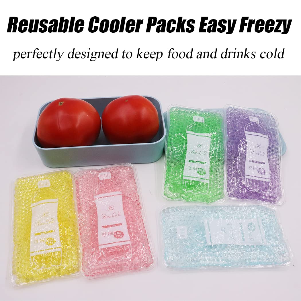 Ice Packs for Coolers, Ice Pack for Lunch Boxes Cold Packs Lunch Bag- Keeps Food Cold – Cool Print Bag Designs - Great for Kids or Adults Lunchbox and Cooler (5 Pack (6×3.5inch))