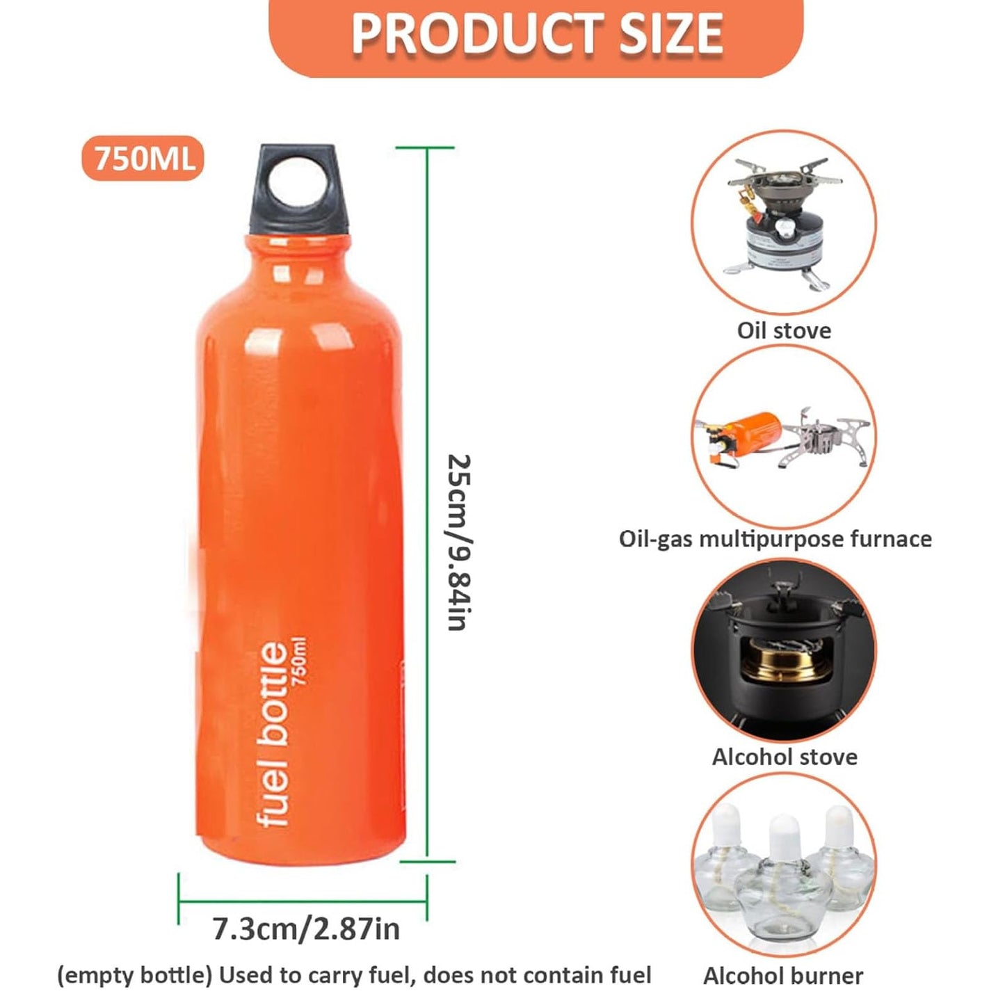 wdcfxy Aluminium Fuel Bottle 750ml - Camping Fuel Container, Leak-Proof Oil Storage Can with Durable Aluminum Construction for Outdoor Use