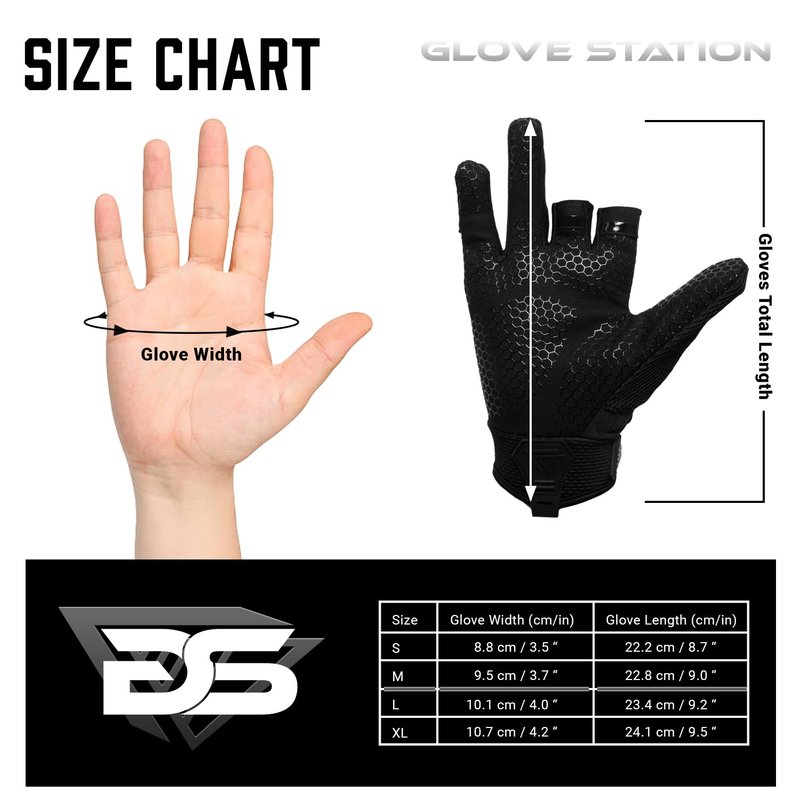 Glove Station Hyper-Fit & Work Gloves - Gray, Large - 2 Fingerless Design Paintball & Airsoft Gear for Men with Outstanding Grip for, Hunting, & Work