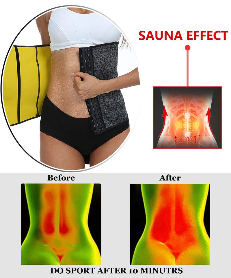 NINGMI Sauna Waist Trainer for Women - Workout Sweat Waist Trimmer Womens Corset Waste Belly Belt Tummy Stomach Wrap Gym Black