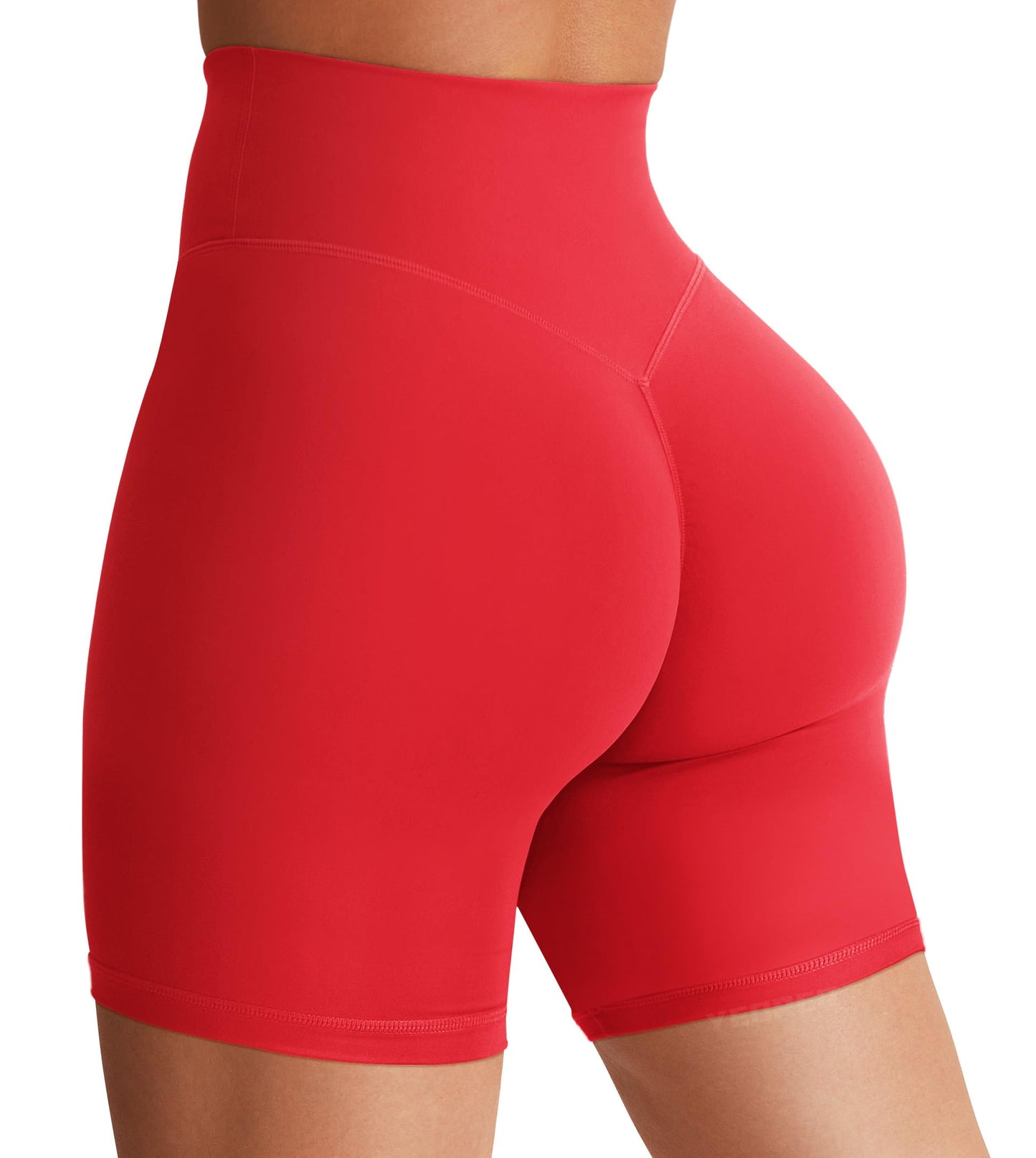 YEOREO Women's Biker Shorts 3.6" / 4.5" / 6" Workout Gym Shorts High Waist Tummy Control Hidden Scrunch Running Yoga Red