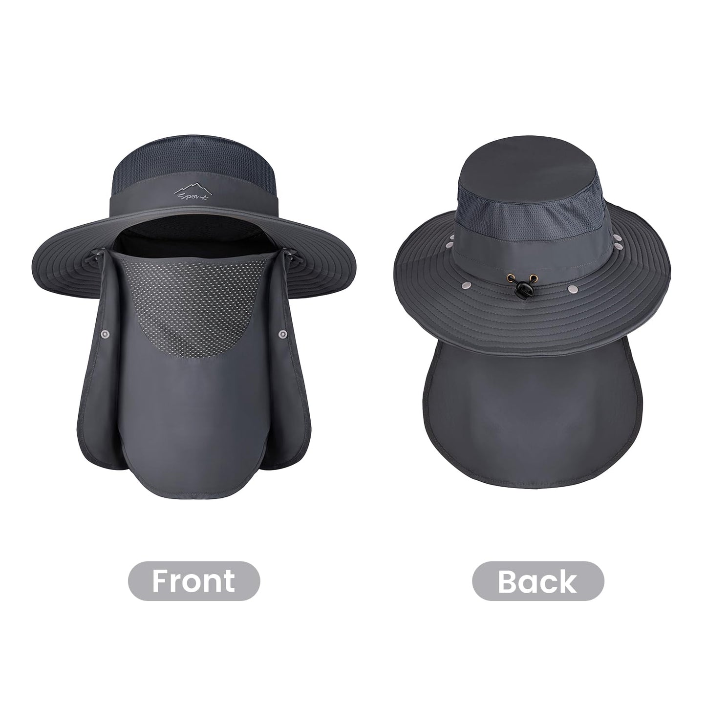 KEILOKLOK Sun Hats for Men Women UPF 50+ Waterproof Bucket Hat Dark Grey