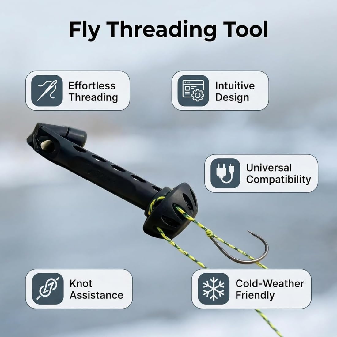2.0 Magnetic Fly Fishing Knot Tool, Fly Threader Tool with Cone Tip for Small Hook Rigging, Quick Knot Tying Tools for Tippet Line, Compact Fly Fishing Accessories for Anglers