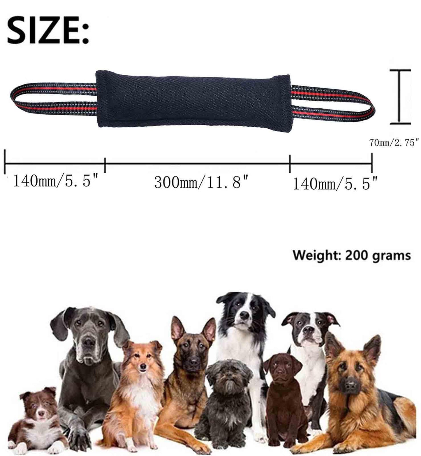 Clysoru Tug Toy for Dogs Tug of War Dog Toy with 2 Strong Red Band Handles Lasting Training Equipment Puppy to Large Dogs Interactive Toy Best for Tug of War Pull Indestructible Rope Toys (Dark)