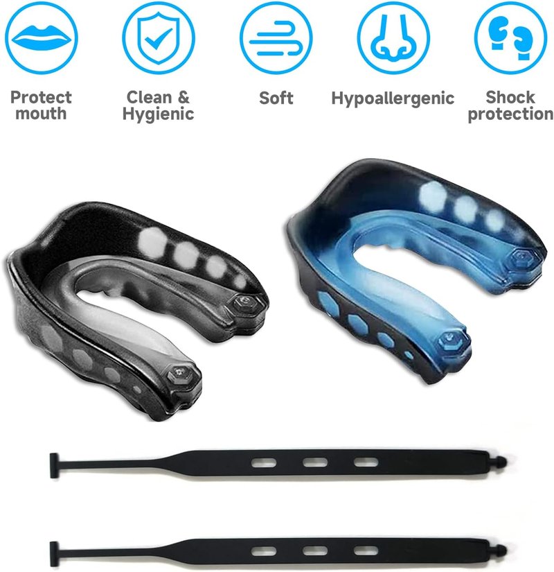 Football Mouthguard for Kids - 2 Pack with Straps & Case | Youth Sports Mouthpiece for Boxing, Basketball, MMA, Lacrosse, Hockey