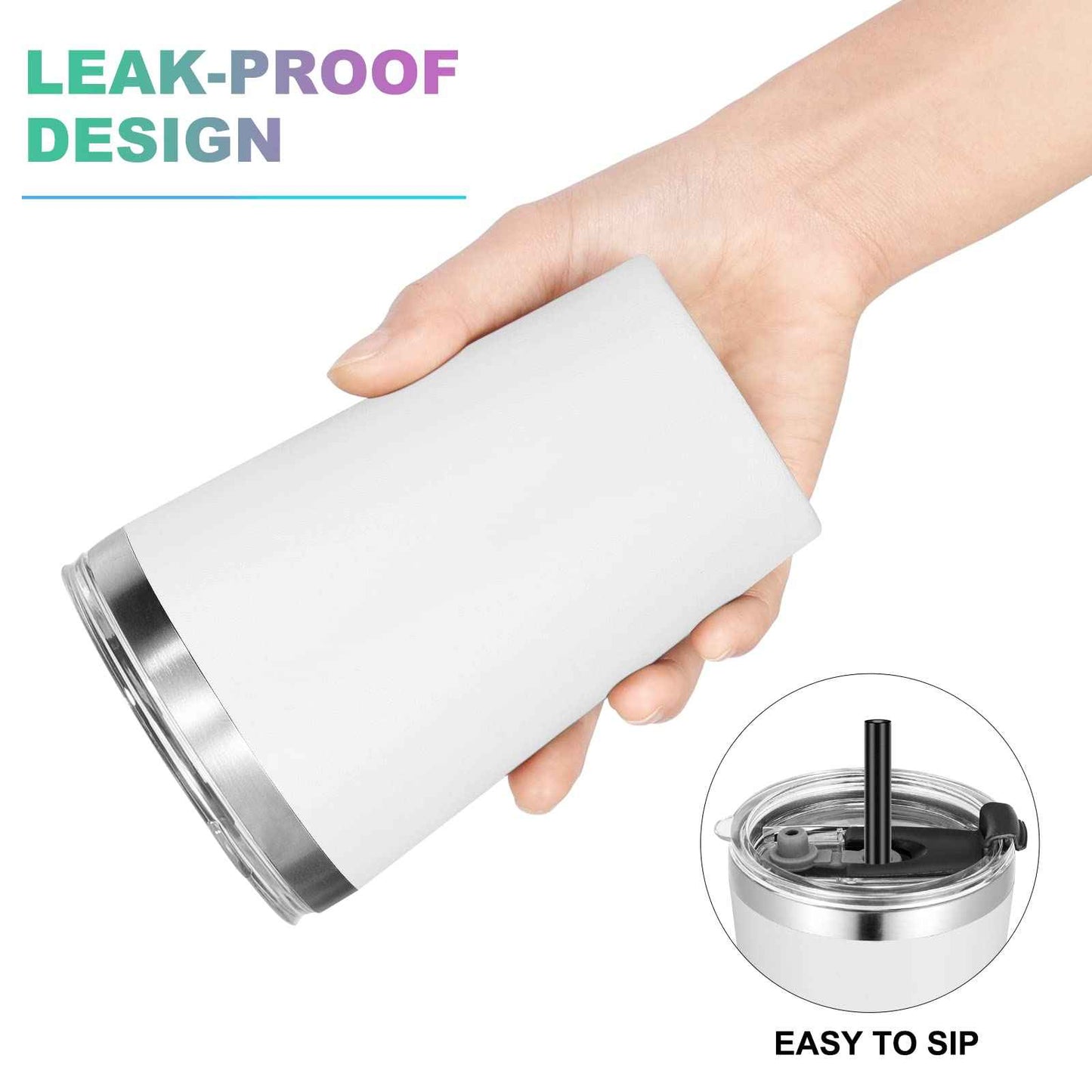 VEGOND 12oz Tumbler Stainless Steel Tumbler bulk Vacuum Insulated Double Wall Travel Tumbler with Lid and Straw Reusable Tumbler, White 12 Pack