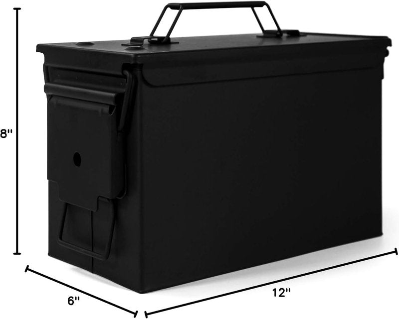 Metal Ammo Can - Lockable 30/50 Cal Bullet Storage Case | Waterproof & Airtight Container for Shotgun, Rifles, Pistols