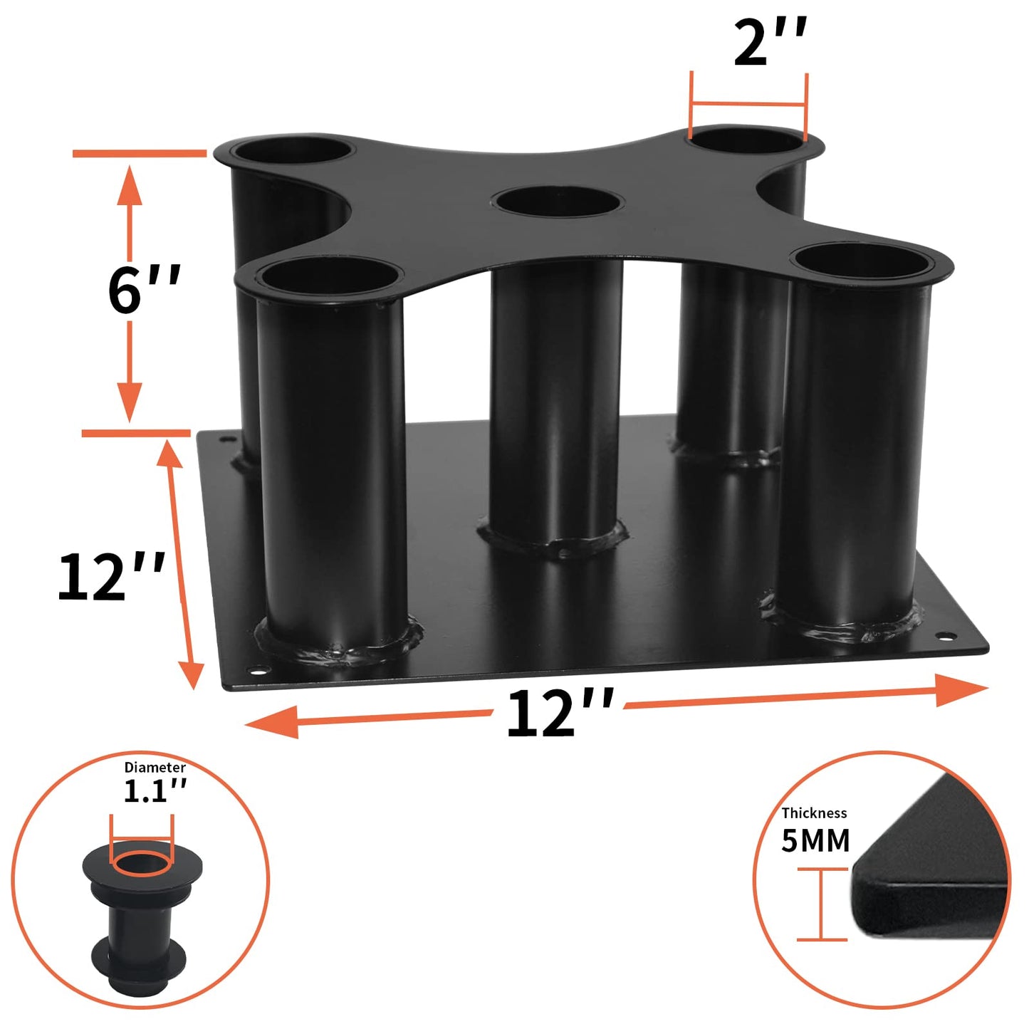 Barbell Holder Floor Stand Barbell Storage Rack Fit for 1" and 2" Olympic Bars, Hex Bars Trap Bars Curl Bars Triceps Bars,Holds 5 Bars