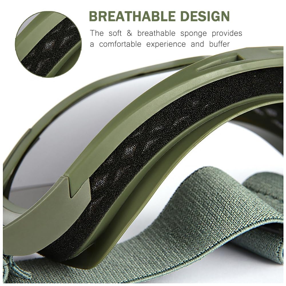 ONECUPPTOP Tactical Airsoft Goggles Anti Fog Shooting Glasses Impact Resistant Safety Goggles with 3 Interchangable Lens (Army Green)
