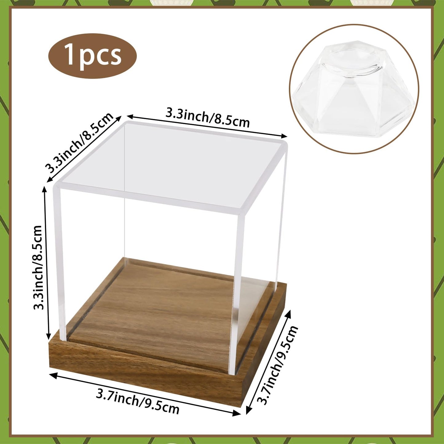 Clear Acrylic Golf Ball Display Case with Wood Base & Acrylic Holder, Memorabilia Stand Cube Holder, Dust Protection Transparent Storage Box for Single Ball Souvenir Golfball Collections