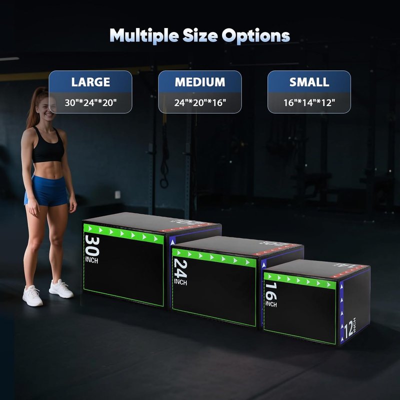 Plyometric Jump Box - 3 in 1 Heavy Duty Foam for Home Gym | Non-Slip PVC Leather, Easy to Clean for HIIT & Strength Training