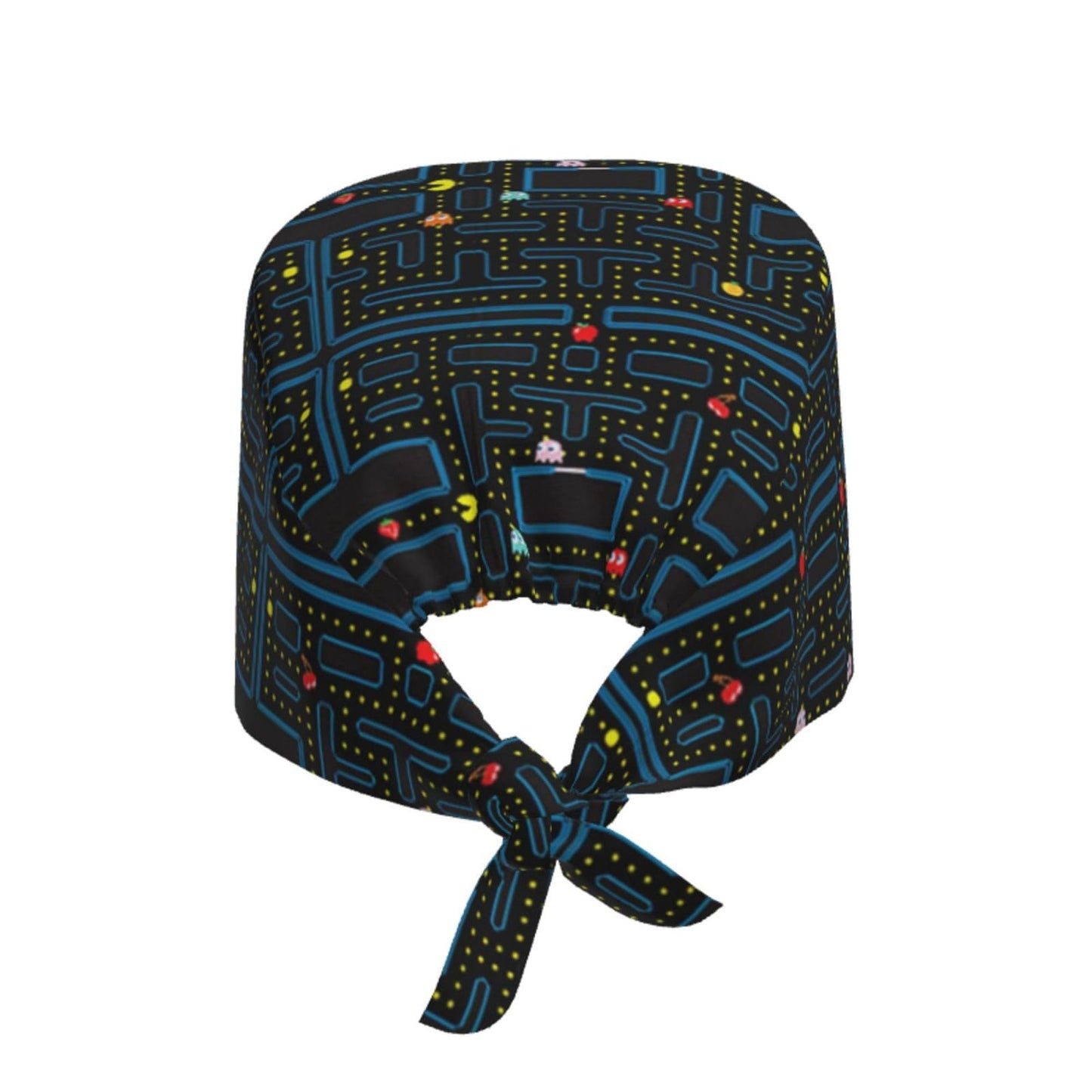 Retro Video Game Pattern Working Cap Scrub Cap with Sweatband,Adjustable Fashion Elastic Bandage Tie Back Hat Headwear Printed for Women Men
