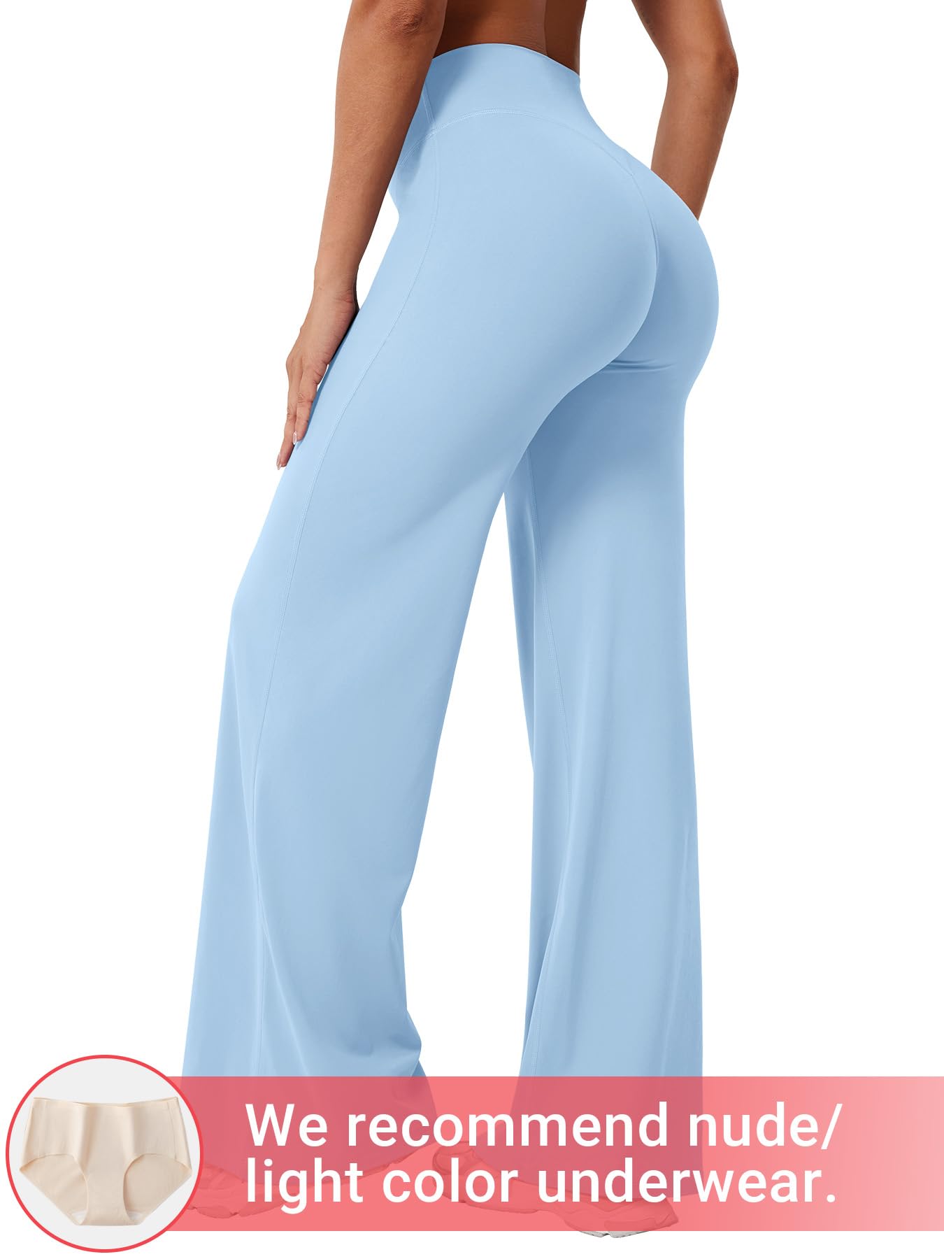 YEOREO Workout Leggings Womens No Front Seam Straight Leggings 31.5" High Waist Buttery Eddiy Gym Yoga Pants Airy Blue L