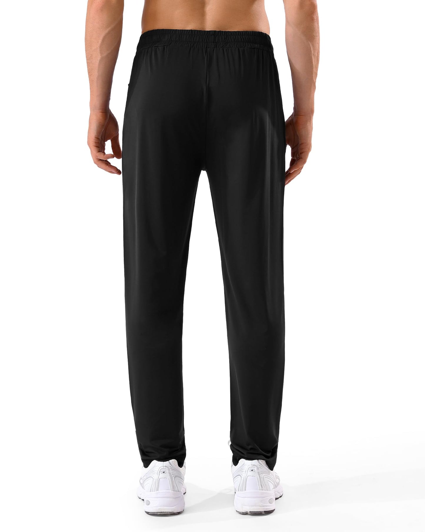MSGD 5 Pack Men's Sweatpants with Zipper Pockets Stretch Lightweight Athletic Track Activewear Pants for Men Joggers Running Workout Gym,L