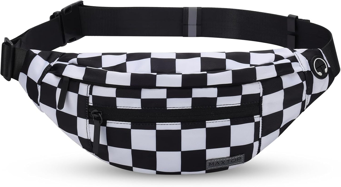 MAXTOP Large Crossbody Fanny Pack - 4-Zipper Pockets for Sports, Travel & Casual Use | Hands-Free Waist Bag for All Phones