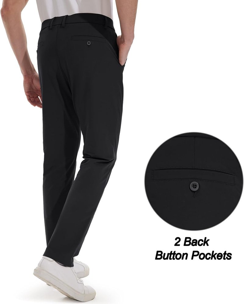 Men's Golf Pants - Stretch Dress Trousers for Comfort & Mobility | Quick Dry, Lightweight, Casual | Sizes 30/32/34