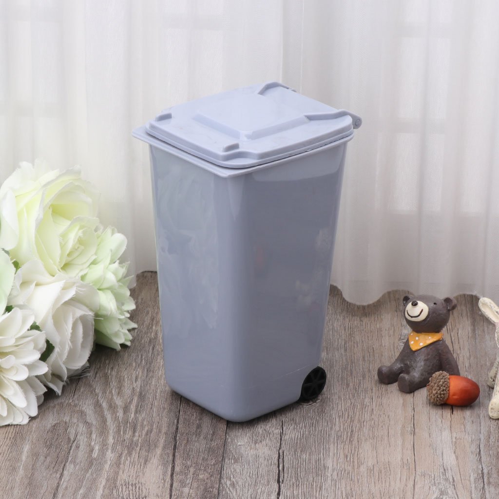 Wheelie Trash Can Pen Holder Storage Bin Desktop Organizer Garbage Bucket Trash Can Kitchen 13 Gallon