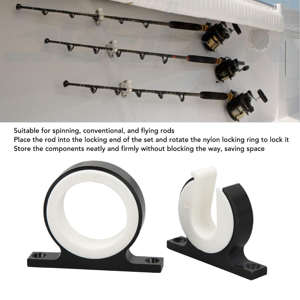 2 Pcs Aluminium Boat Mounted Holder Fishing Accessory Horizontal Vertical Fishing Rod Management Wall Mounted Holder for RVs Ships(3160AAB Black)