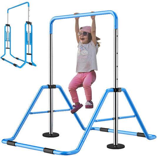 Slsy Gymnastics Bars Kids Kip Training Bars for Home, Folding Horizontal Bars with Adjustable Height, Practice Bar Gymnastic for Kid, Child, Girls, Boys (Blue Pro)