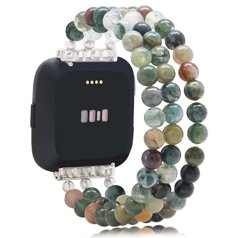 C&L Accessories Fashion Wristband Compatible with Fitbit Versa 2 Bands Beaded Adjustable Bracelet Band for Women (Indian Agate)
