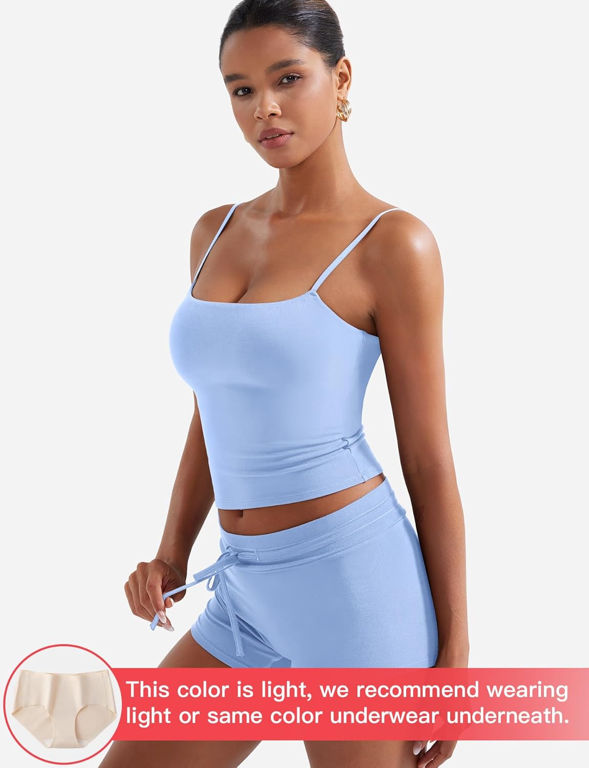 YEOREO Women's 2-Piece Lounge Set - Tank Top & Shorts with Built-In Bra | Summer Comfort Outfit