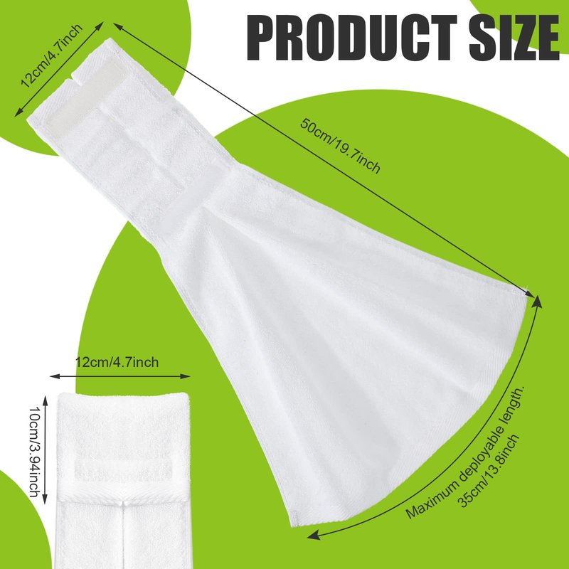 Moukeren 6 Pcs Football Towel Cotton Quarterback Football Field Hand Towel with Hook and Loop Fastener for Sports Football Golf Gym Accessories(White)